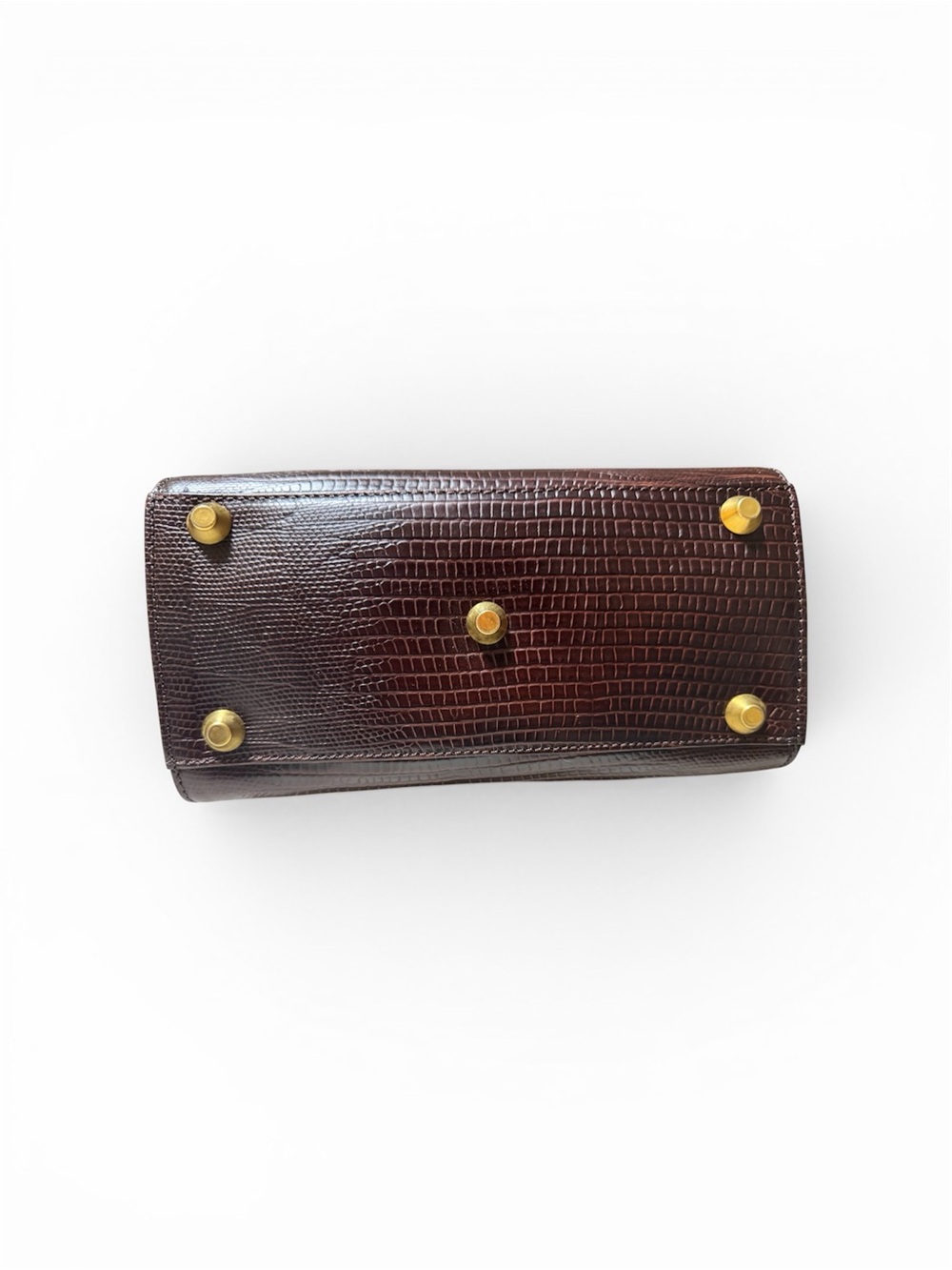 Gianfranco Ferre Dark Brown Croc-Embossed Top-Handle Satchel with Gold Hardware - Picture 3 of 10